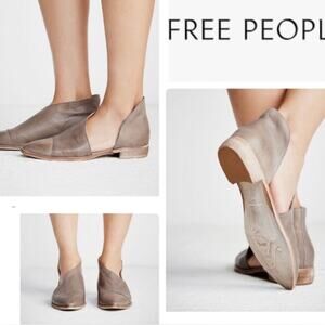 Free People womens royale d’orsay distressed grey leather booties shoes sz 38